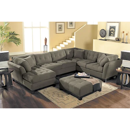 Tufted Sectional Sofa With Chaise Lounger